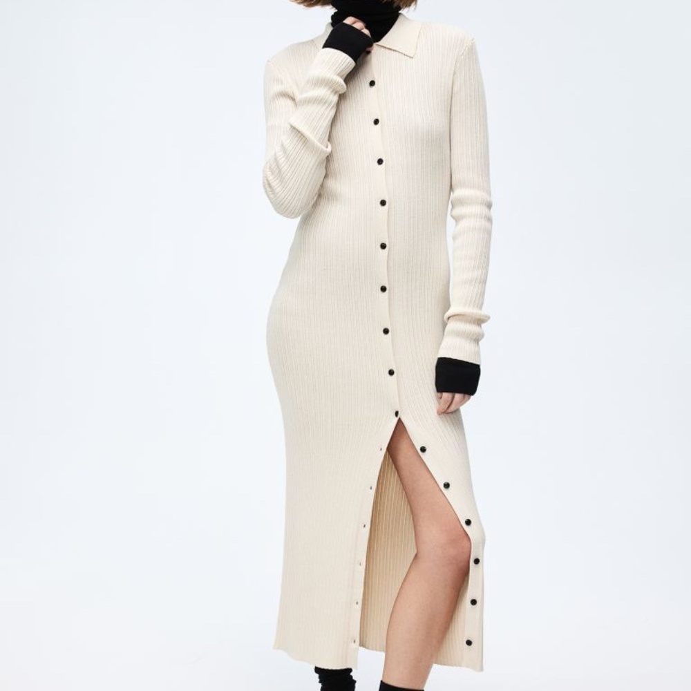 Rib-knit Button-front Dress